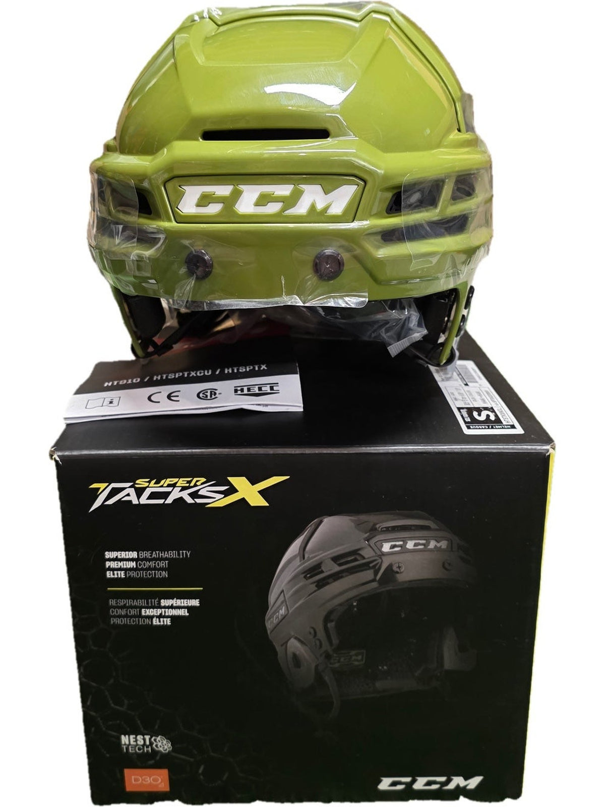 Small CCM Super Tacks X Helmet Pro Stock - Military Green(New)