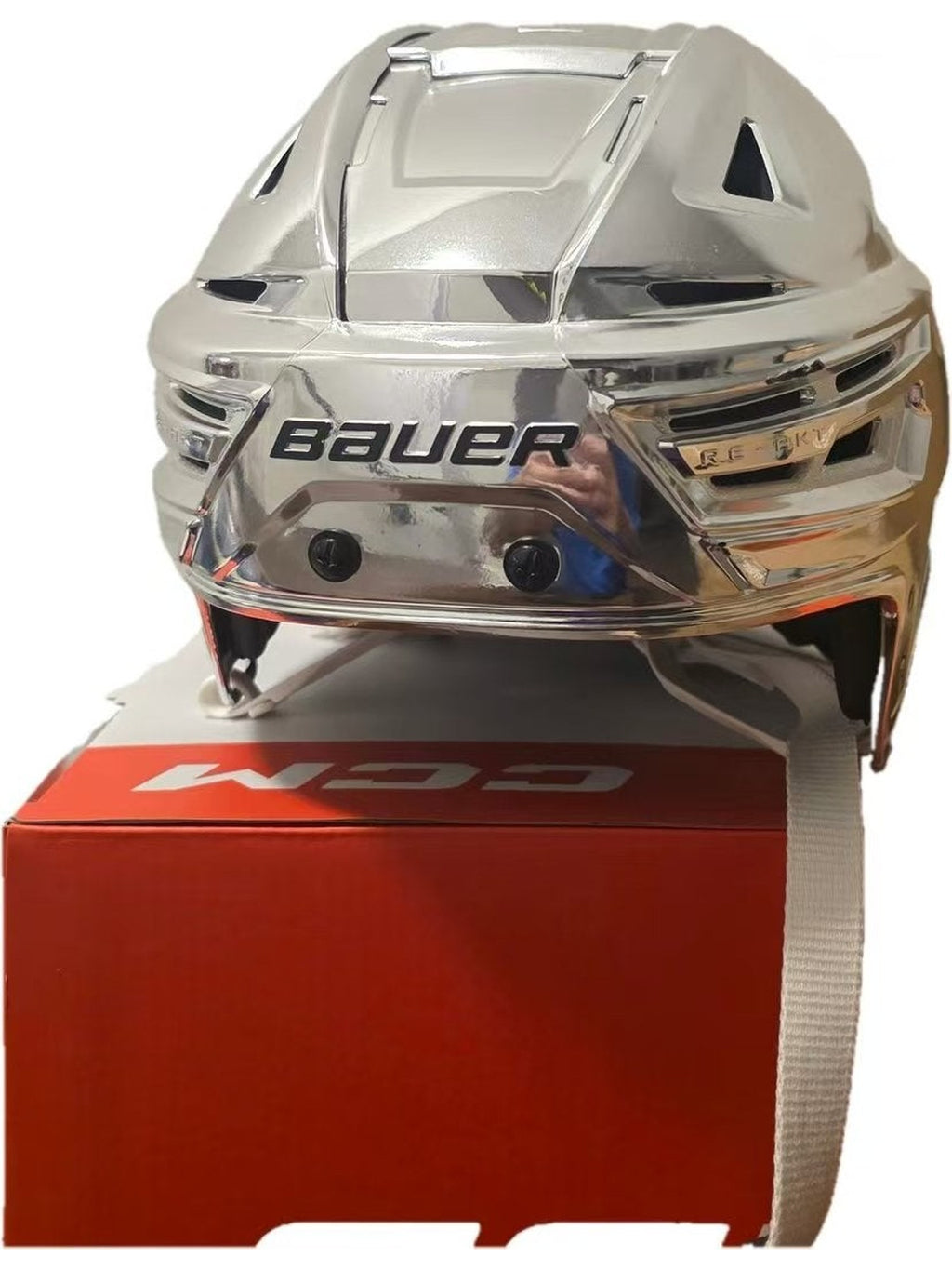 Game-Used LA Kings Medium Bauer Re-Akt 150 Silver Chrome Helmet Pro Stock (Used)